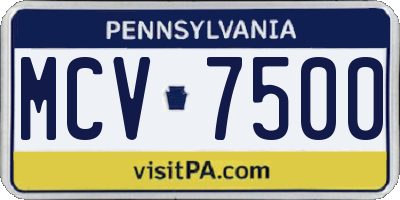 PA license plate MCV7500