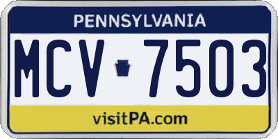 PA license plate MCV7503