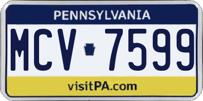 PA license plate MCV7599