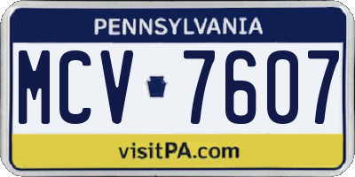 PA license plate MCV7607
