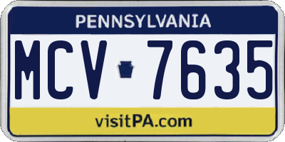 PA license plate MCV7635