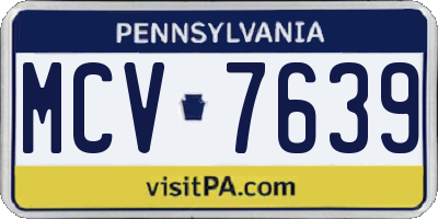 PA license plate MCV7639