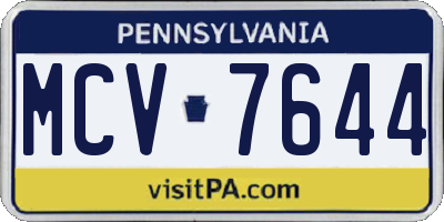 PA license plate MCV7644