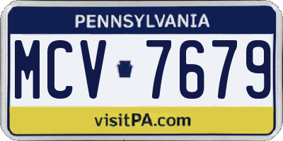 PA license plate MCV7679