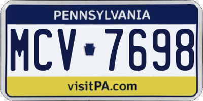 PA license plate MCV7698