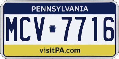 PA license plate MCV7716
