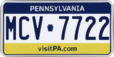 PA license plate MCV7722