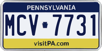 PA license plate MCV7731