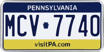 PA license plate MCV7740
