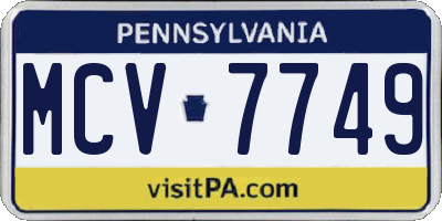 PA license plate MCV7749