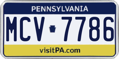 PA license plate MCV7786