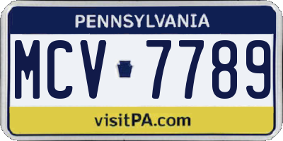 PA license plate MCV7789