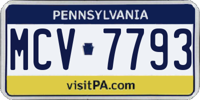 PA license plate MCV7793