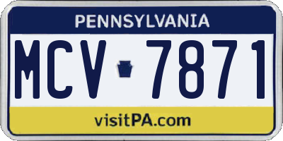 PA license plate MCV7871