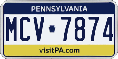 PA license plate MCV7874