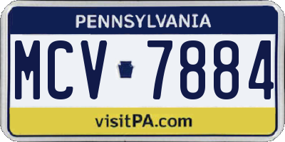 PA license plate MCV7884
