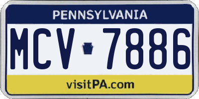 PA license plate MCV7886