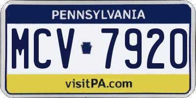 PA license plate MCV7920
