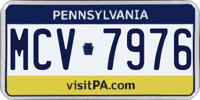 PA license plate MCV7976