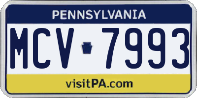 PA license plate MCV7993