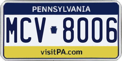 PA license plate MCV8006