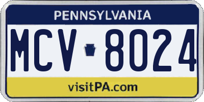 PA license plate MCV8024