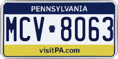 PA license plate MCV8063