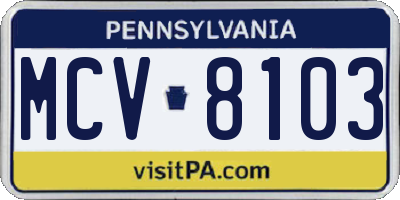 PA license plate MCV8103