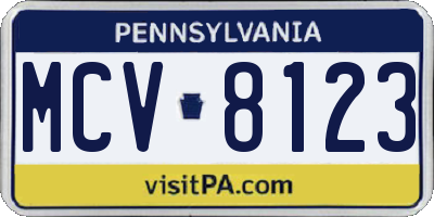 PA license plate MCV8123