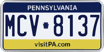 PA license plate MCV8137