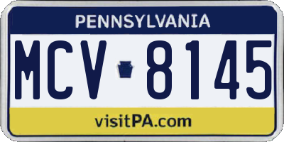 PA license plate MCV8145