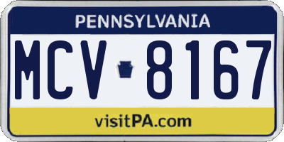 PA license plate MCV8167