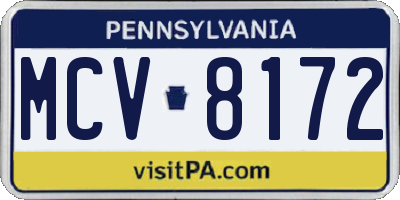 PA license plate MCV8172