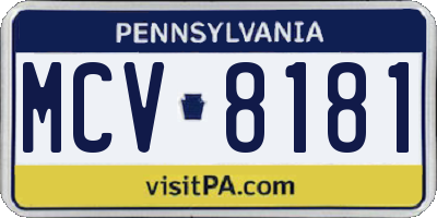 PA license plate MCV8181