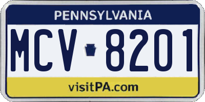 PA license plate MCV8201