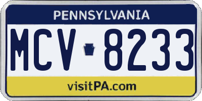 PA license plate MCV8233