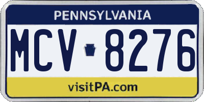 PA license plate MCV8276