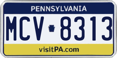 PA license plate MCV8313