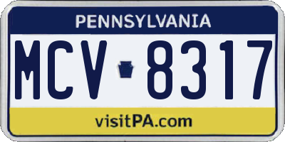 PA license plate MCV8317