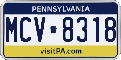 PA license plate MCV8318