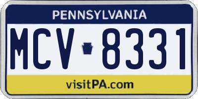 PA license plate MCV8331