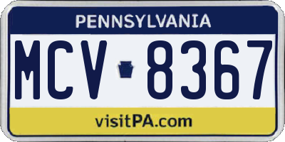 PA license plate MCV8367