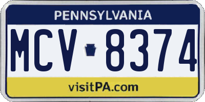 PA license plate MCV8374