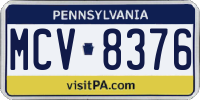 PA license plate MCV8376