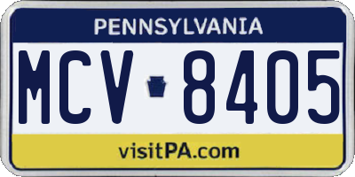 PA license plate MCV8405