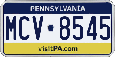 PA license plate MCV8545