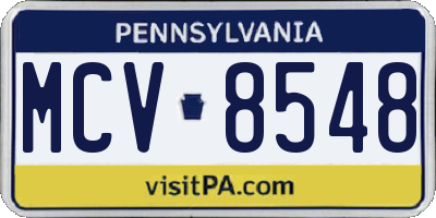 PA license plate MCV8548
