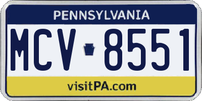 PA license plate MCV8551