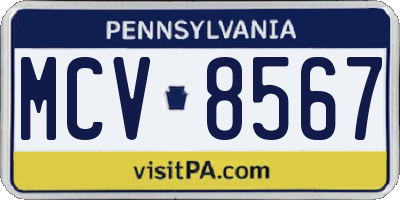 PA license plate MCV8567