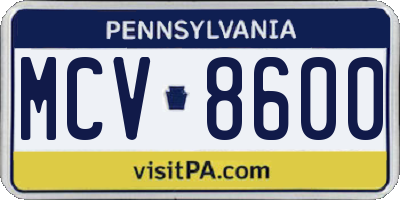 PA license plate MCV8600